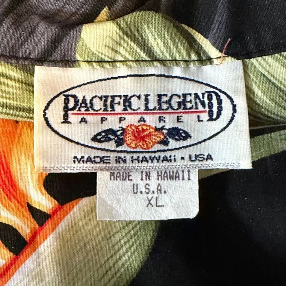 Pacific Legend Hawaiian Shirt XL Birds of Paradise Floral Made in Hawaii Cotton